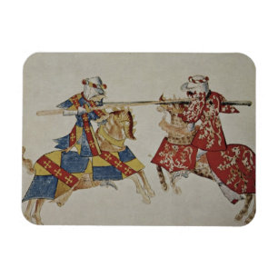 Harley 4205 f.366 turnierende Ritter, c.1445 Magnet