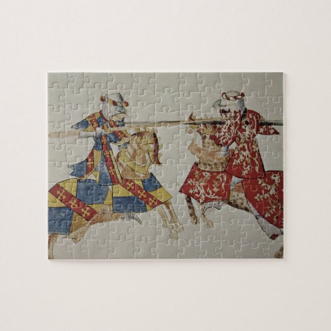 Harley 4205 f.366 turnierende Ritter, c.1445 Puzzle (Horizontal)