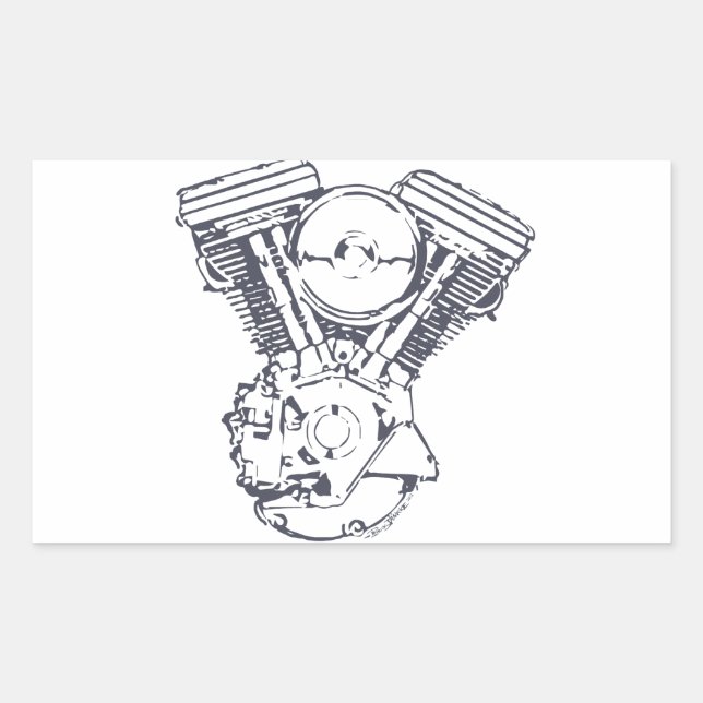 Harley Evolution V-Twin Rechteckiger Aufkleber (Vorderseite)