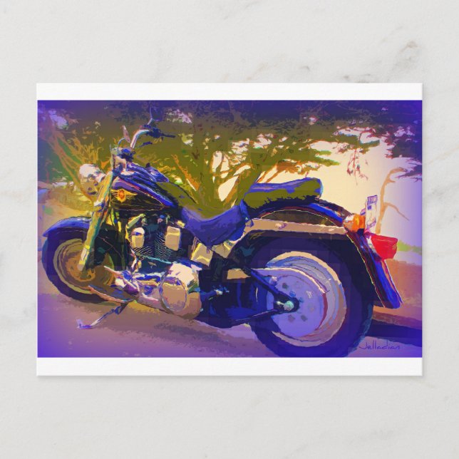 Harley-FatBoy-1998 Motorrad Postkarte (Vorderseite)