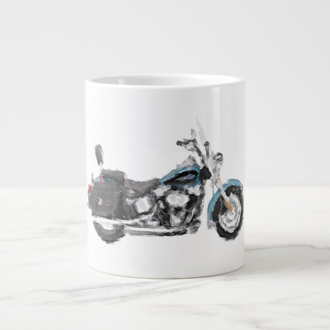 Harley FLSTC ErbeSoftail handgemalte Bürste Jumbo-Tasse (Vorderseite)