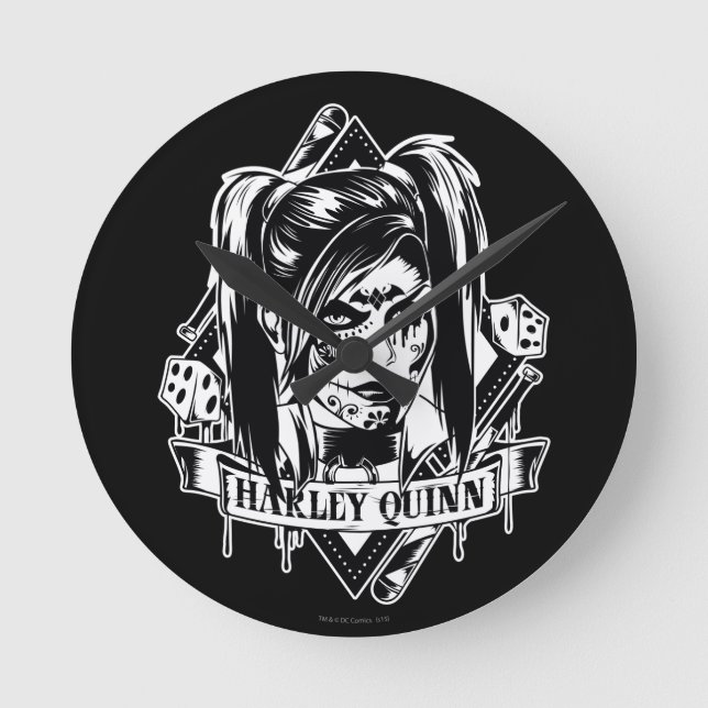 Harley Quinn Abzeichen Runde Wanduhr (Vorderseite)