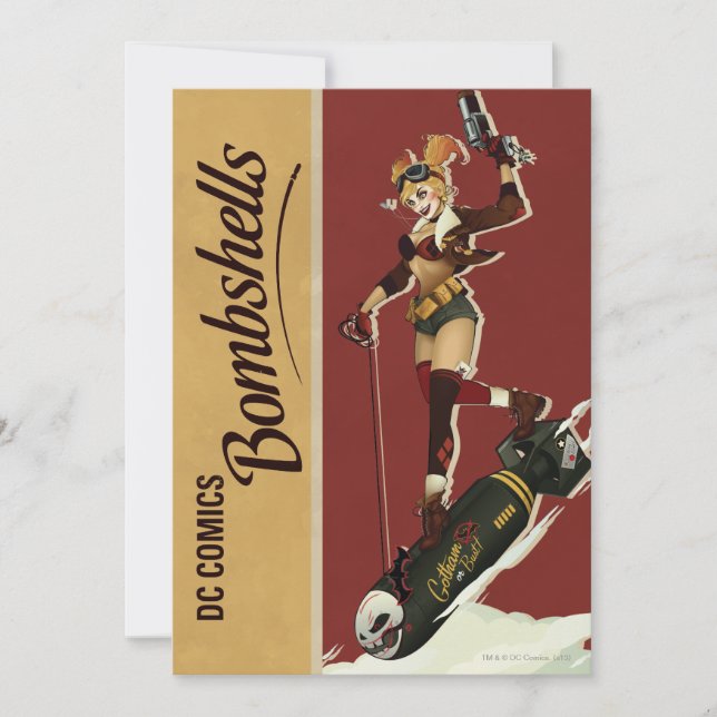Harley Quinn Bombshells Pinup Einladung (Vorderseite)