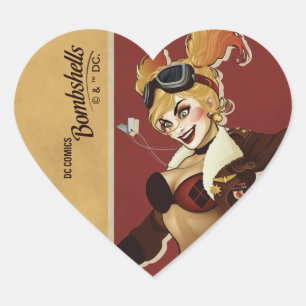 Harley Quinn Bombshells Pinup Herz-Aufkleber
