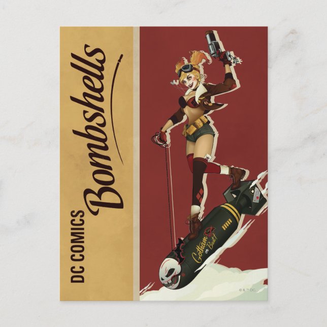 Harley Quinn Bombshells Pinup Postkarte (Vorderseite)