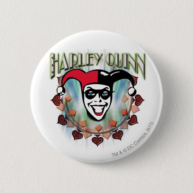 Harley Quinn - Gesicht und Logo Button (Vorderseite)