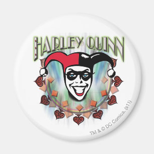 Harley Quinn - Gesicht und Logo Magnet