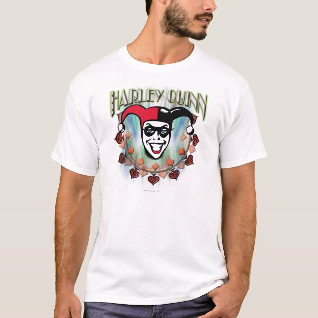 Harley Quinn - Gesicht und Logo T-Shirt (Vorderseite)