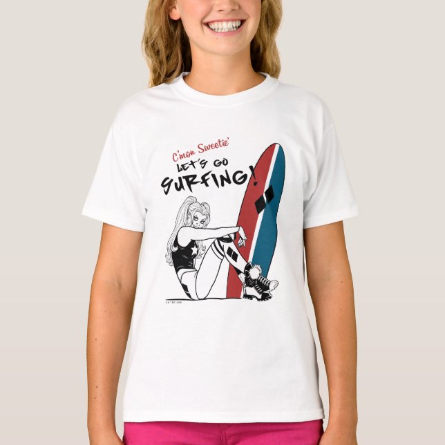 Harley Quinn - Lass uns surfen gehen T-Shirt (Vorderseite)