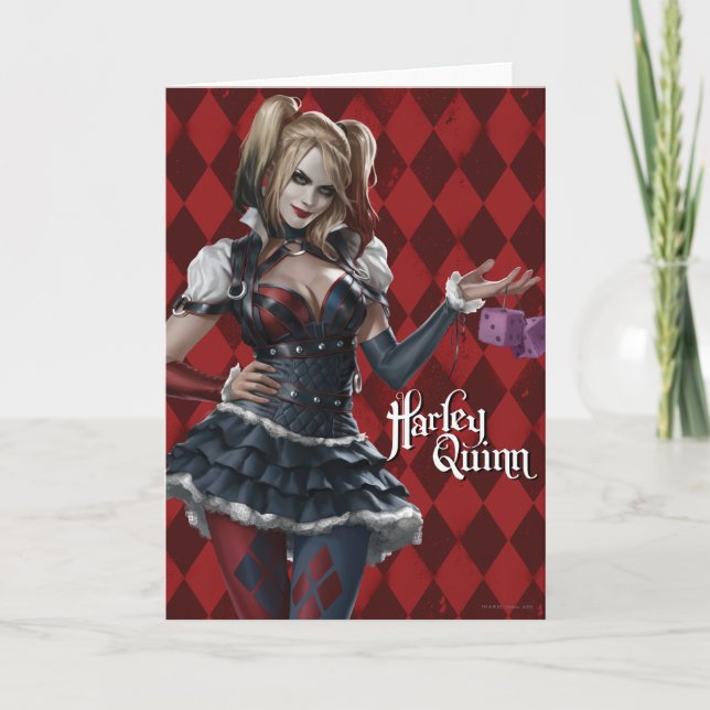 Harley Quinn mit Fuzzy Dice Karte (Vorderseite)