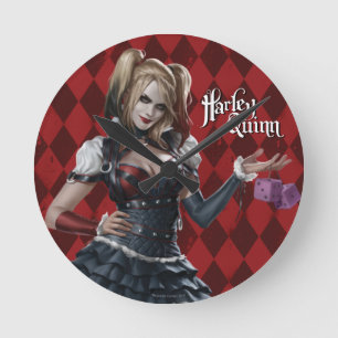 Harley Quinn mit Fuzzy Dice Runde Wanduhr