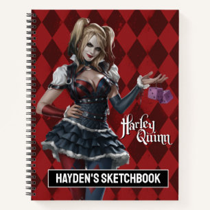Harley Quinn Zeichnend mit Fuzzy Dice Notizbuch