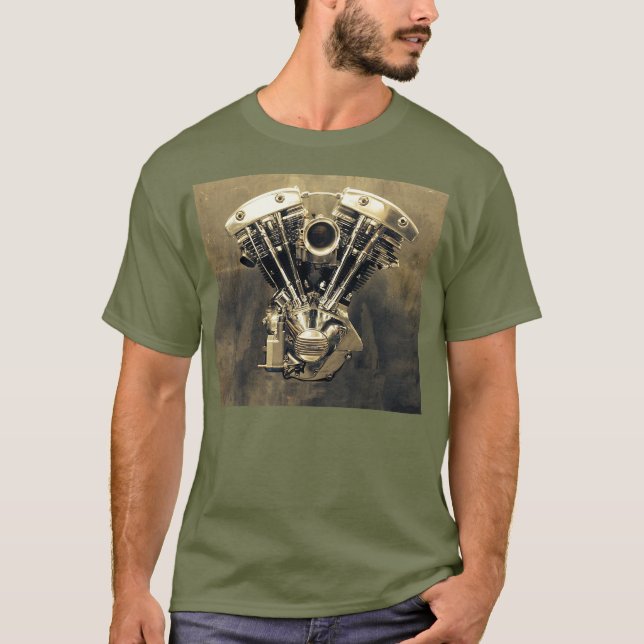 Harley Shovelhead V-DoppelFoto #1 T-Shirt (Vorderseite)