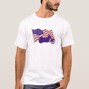 Harley Silhouette auf amerikanischer Flagge T-Shirt