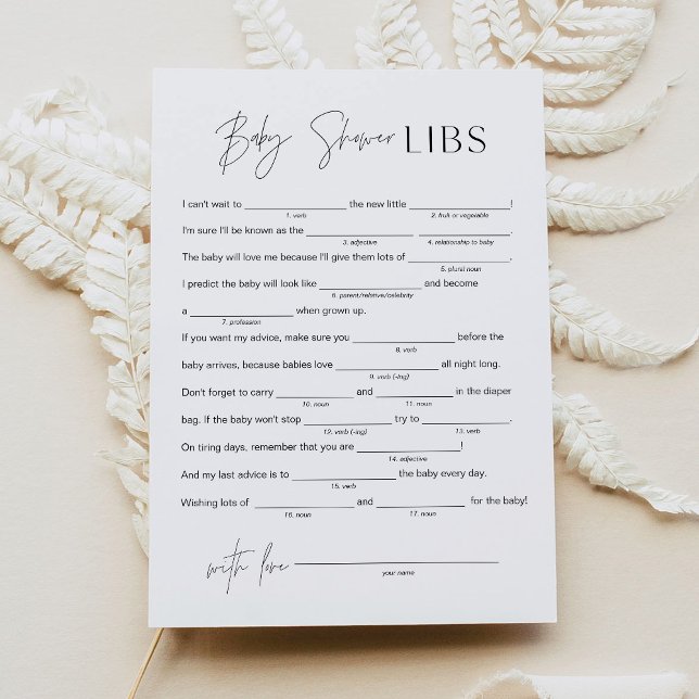 HARLOW Baby Shower Libs füllen Sie das Blank Game  Einladung (Von Creator hochgeladen)