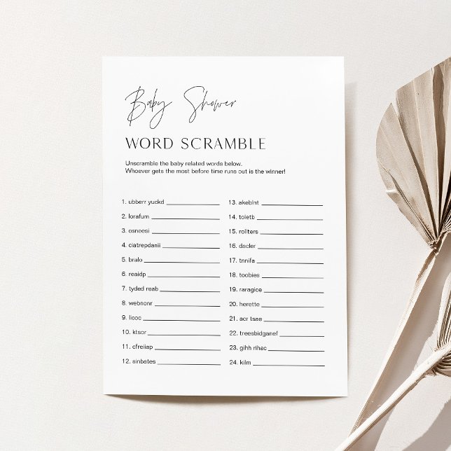 HARLOW Baby Word Scramble Baby Showkarte Einladung (Von Creator hochgeladen)