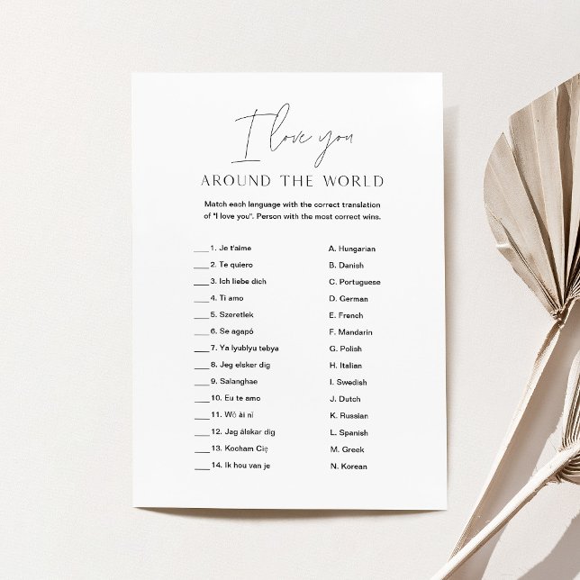 HARLOW I Liebe Sie um die World Bridal Game Card Einladung (Von Creator hochgeladen)