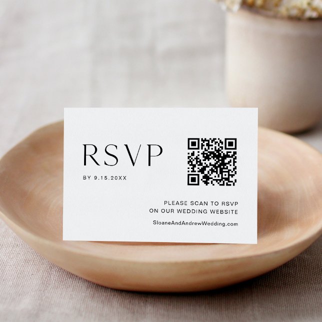 HARLOW Minimalistisch Wedding QR Code UAWG RSVP Karte (Von Creator hochgeladen)