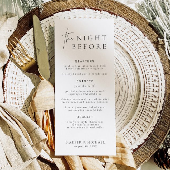 HARLOW Modern The Night Before Probe Menu Card Einladung (Von Creator hochgeladen)