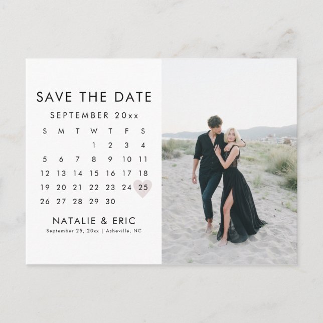 HARLOW Moderne, einfache, Save the Date Postkarte (Vorderseite)