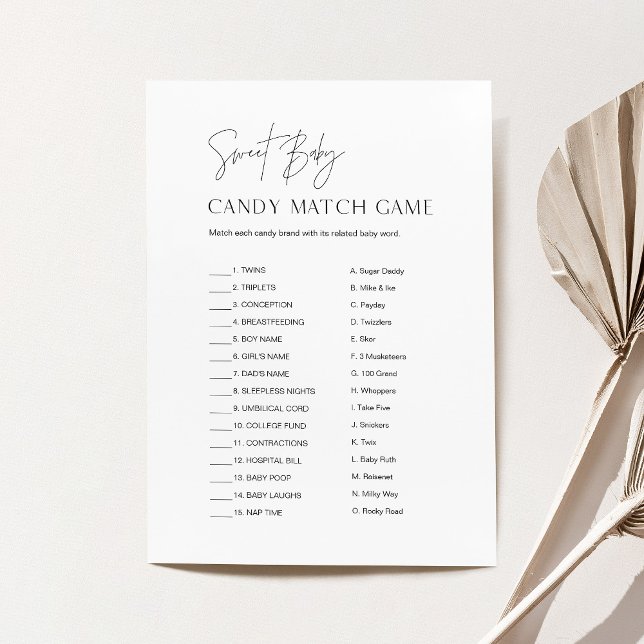 HARLOW Sweet Baby Shower Candy Match Game Card Einladung (Von Creator hochgeladen)