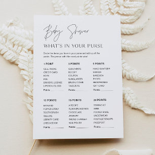 HARLOW, was in Ihrer Purse Baby Shower Game Card Einladung