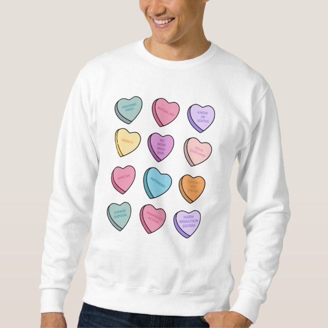 Harm Reduction Sisters Candy Hearts Sweatshirt (Vorderseite)