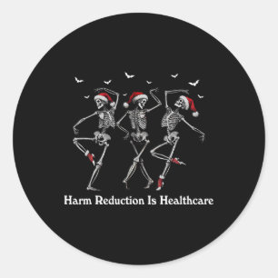 Harm Reduction Skeleton Tanzen Weihnachtsüberdosis Runder Aufkleber