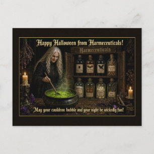 Harmeceuticals Hexenkessel Frohes Halloween Postkarte