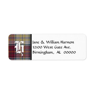 Harmon Kleid Tartan Karo Monogramm Adressaufkleber