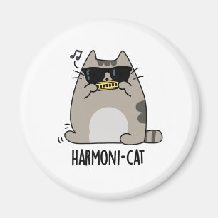 Harmoni-cat Funny Harmonica Cat Pun Magnet