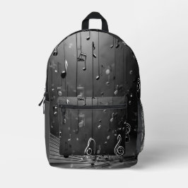 Harmonic Shades: Grey Music Artwork Fashion Design Bedruckter Rucksack
