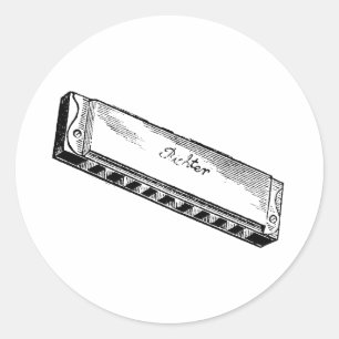 Harmonica/Blues Harp Runder Aufkleber