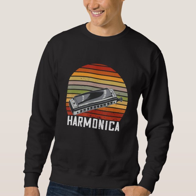 Harmonica Blues Music Retro Musician French Harp P Sweatshirt (Vorderseite)