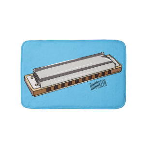 Harmonica Cartoon Illustration Badematte