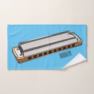 Harmonica Cartoon Illustration Badhandtuch Set