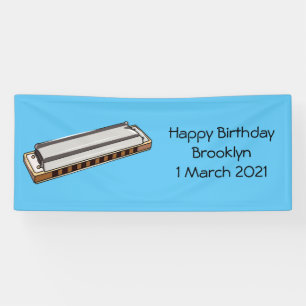 Harmonica Cartoon Illustration Banner