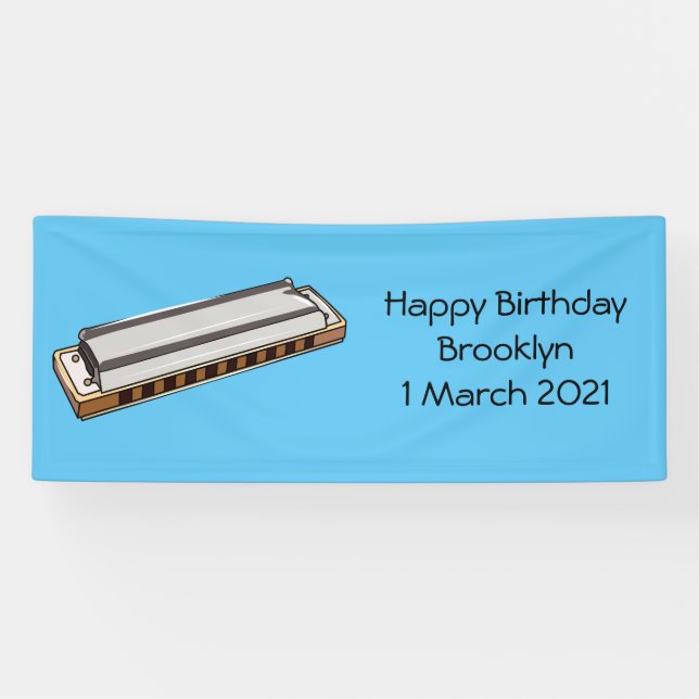 Harmonica Cartoon Illustration Banner (Horizontal)