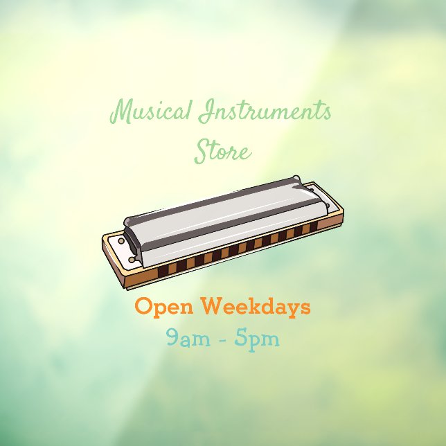 Harmonica Cartoon Illustration Fensteraufkleber (Blatt 3)