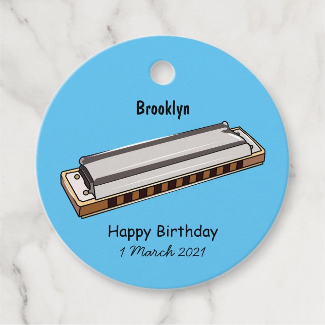 Harmonica Cartoon Illustration Geschenkanhänger (Vorderseite)