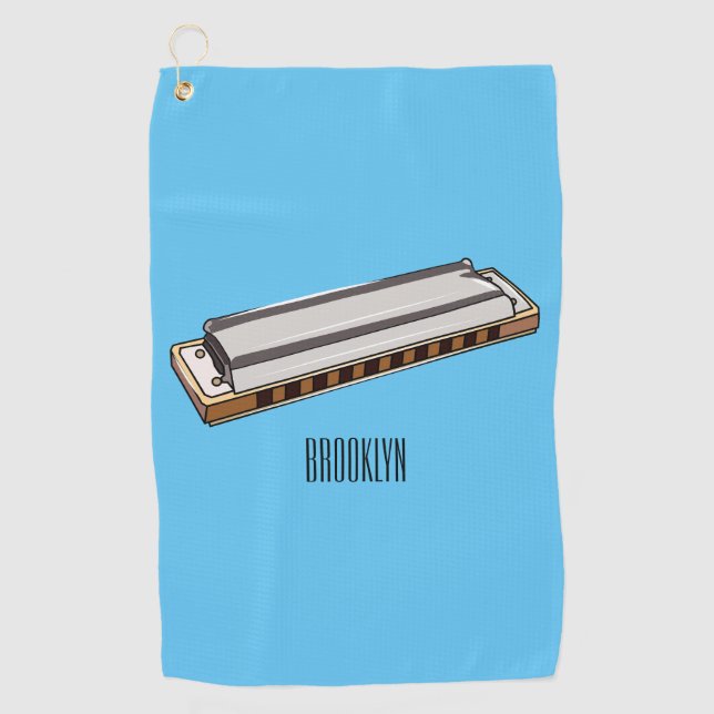 Harmonica Cartoon Illustration Golfhandtuch (Vorderseite)