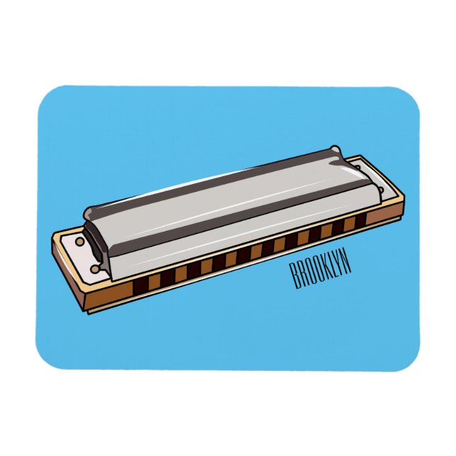 Harmonica Cartoon Illustration Magnet (Horizontal)