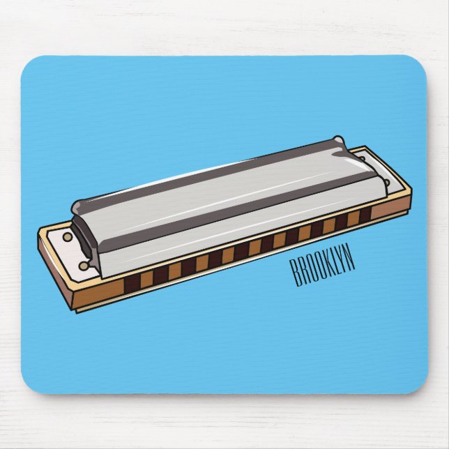 Harmonica Cartoon Illustration Mousepad (Vorne)