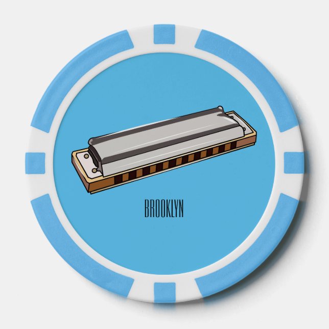 Harmonica Cartoon Illustration Pokerchips (Vorderseite)