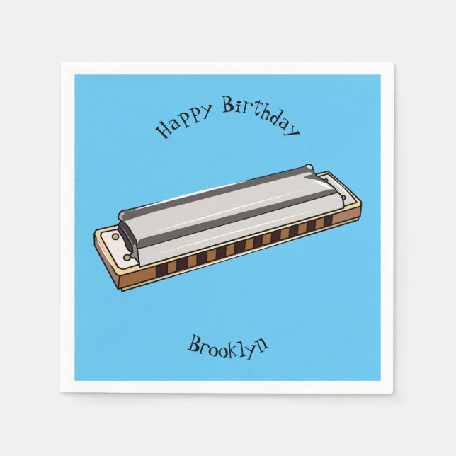 Harmonica Cartoon Illustration Serviette (Vorderseite)