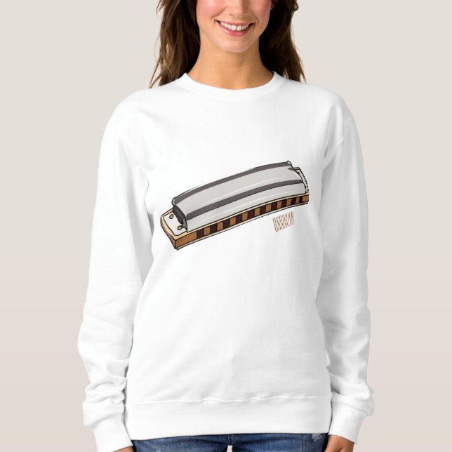 Harmonica Cartoon Illustration Sweatshirt (Vorderseite)
