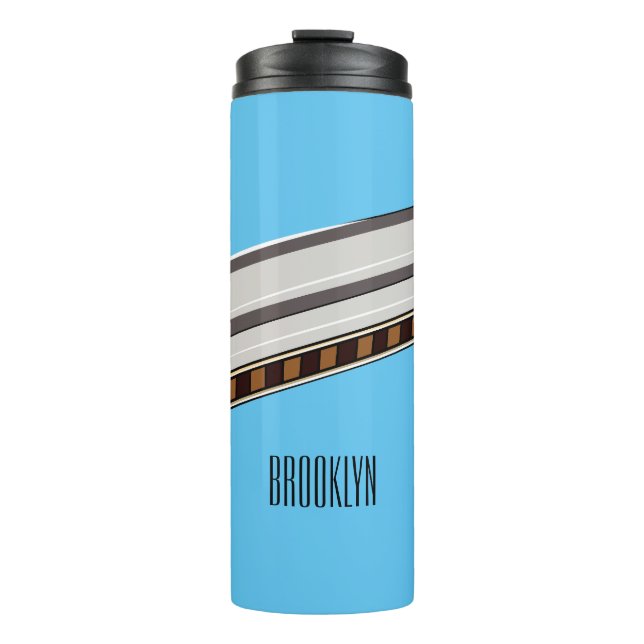 Harmonica Cartoon Illustration Thermosbecher (Vorderseite)