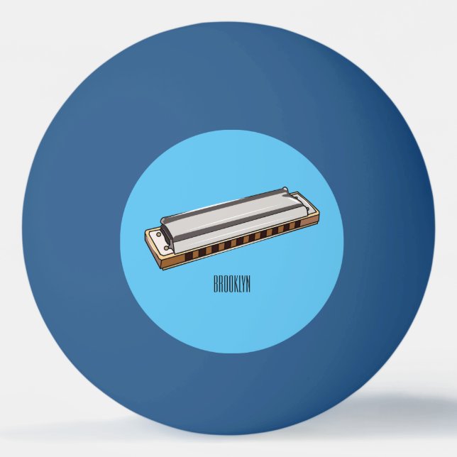 Harmonica Cartoon Illustration Tischtennisball (Vorderseite)