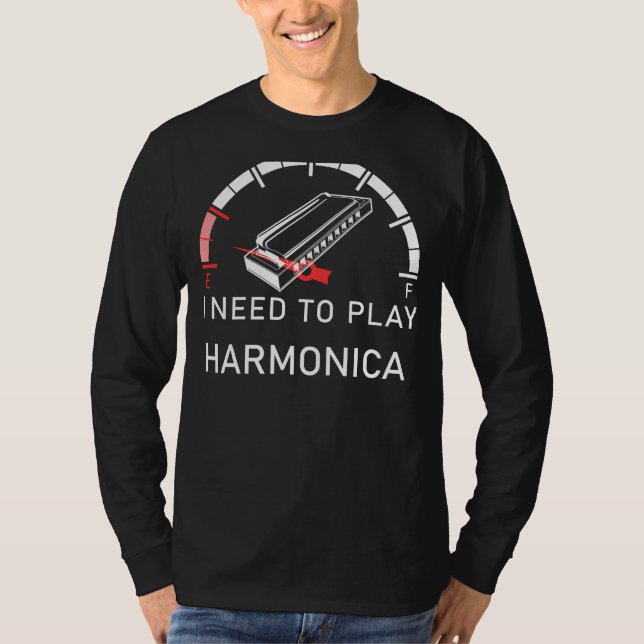 Harmonica Hilarity: Leere Ich muss Harmonica spiel T-Shirt (Vorderseite)
