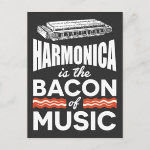 Harmonica ist das Bacon Of Music Funny Orchestra Postkarte
